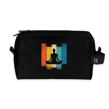 Retro Yoga Silhouette Meditation Farben - Recycelte Kulturtasche - Schwarz - Vorne