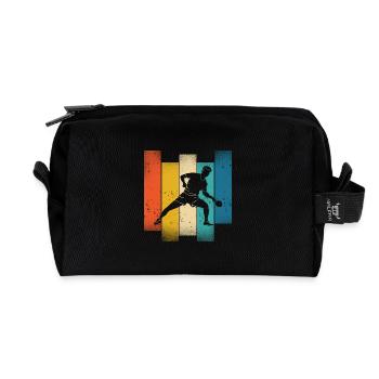 Joueur de tennis de table style rétro - Trousse de toilette en tissu recyclé - noir - Devant