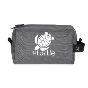 Funny Turtle Hashtag - Recycled Toiletry Zip Bag - anthracite - Front