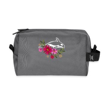 Killer Whale Flowers - Recycled Toiletry Zip Bag - anthracite - Front