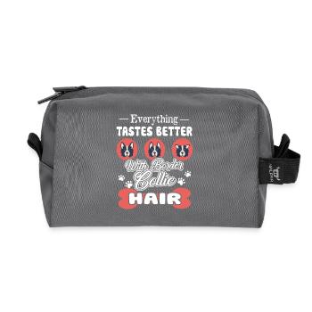 Everything Tastes Better With Border Collie Hair - Recycled Toiletry Zip Bag - anthracite - Front