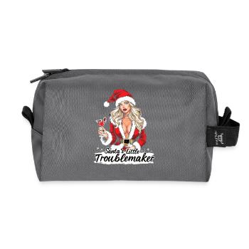 Santa's Little Troublemaker Christmas Hat - Recycled Toiletry Zip Bag - anthracite - Front