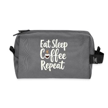 Eat Sleep Coffee Repeat Coffee Funny Coffee - Recycled Toiletry Zip Bag - anthracite - Front