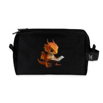 Cute Orange Dragon Magic Dragon - Recycled Toiletry Zip Bag - black - Front