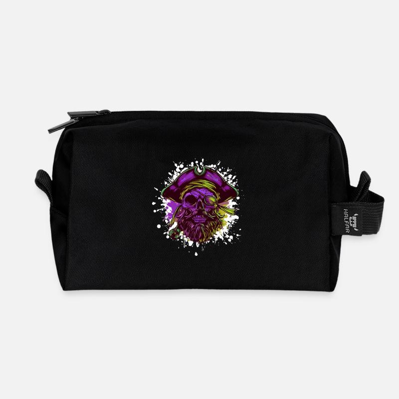 Pirat Totenkopf Kapitän - Recycelte Kulturtasche - Schwarz
