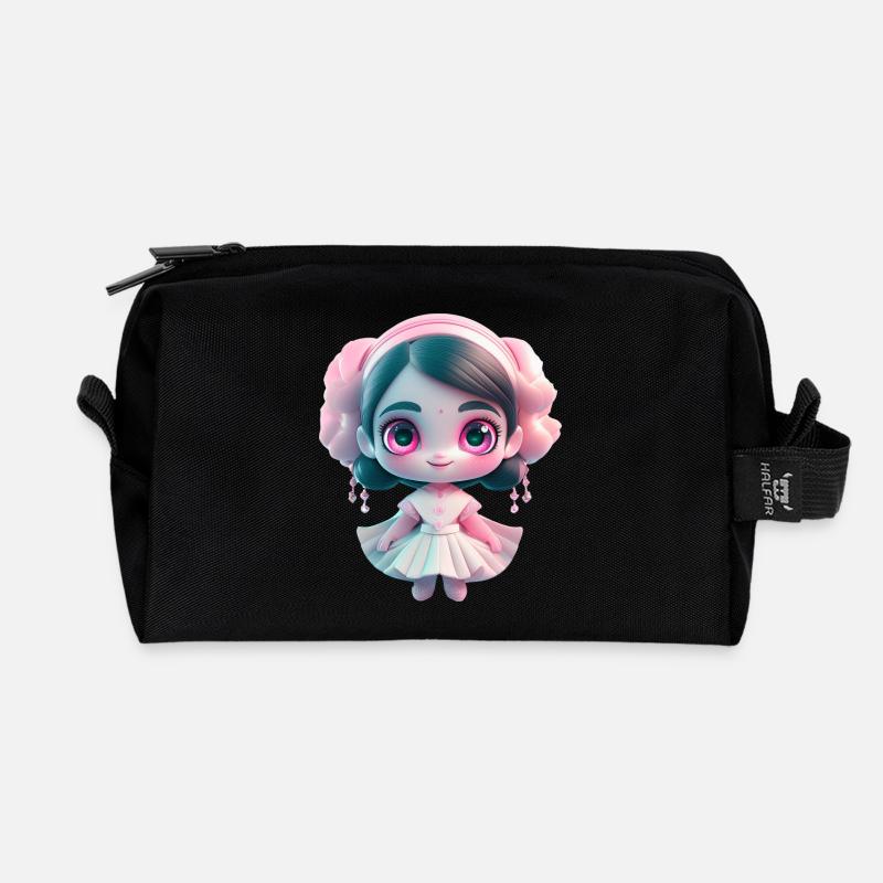 kawaii girl - Recycelte Kulturtasche - Schwarz