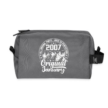 2007 January Original 17 Year Old Birthday Gift - Recycled Toiletry Zip Bag - anthracite - Front