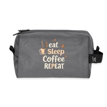 Eat Sleep Coffee Repeat Coffee Funny Coffee - Recycled Toiletry Zip Bag - anthracite - Front