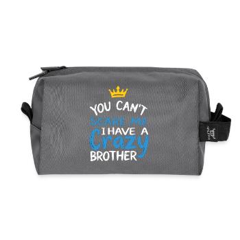 You Cant Scare Me I Have a Crazy Brother - Recycled Toiletry Zip Bag - anthracite - Front
