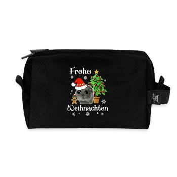 Frohe Weihnachten Hamster Weihnachtsdeko - Recycelte Kulturtasche - Schwarz - Vorne