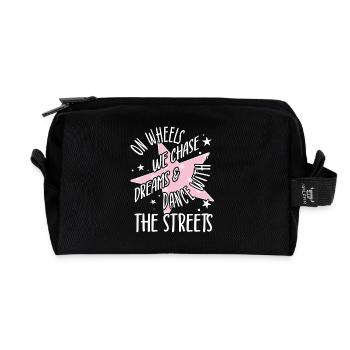 Roller Skating Skate On Wheels We Chase Gifts - Recycled Toiletry Zip Bag - black - Front