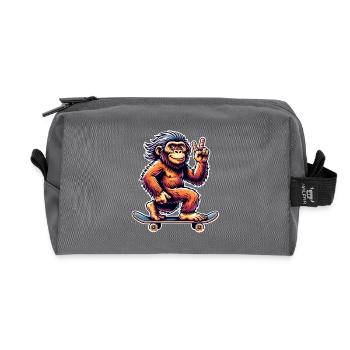 Neanderthal Skateboard Skater - Recycled Toiletry Zip Bag - anthracite - Front