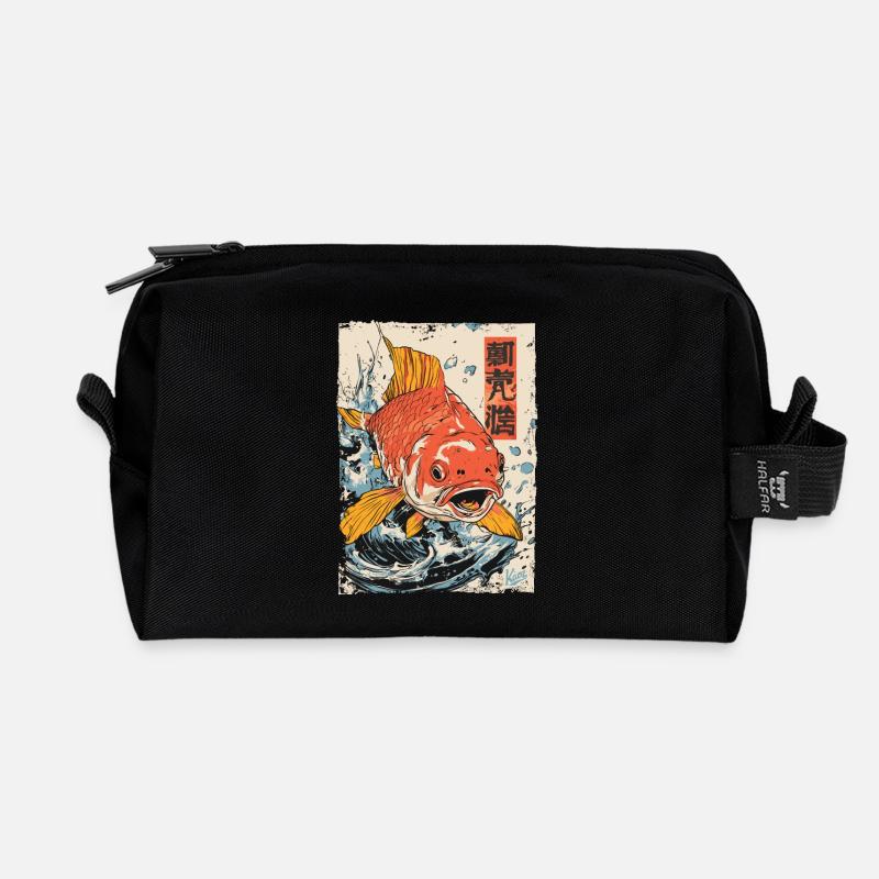Japanischer Koi-Fisch - Recycelte Kulturtasche - Schwarz