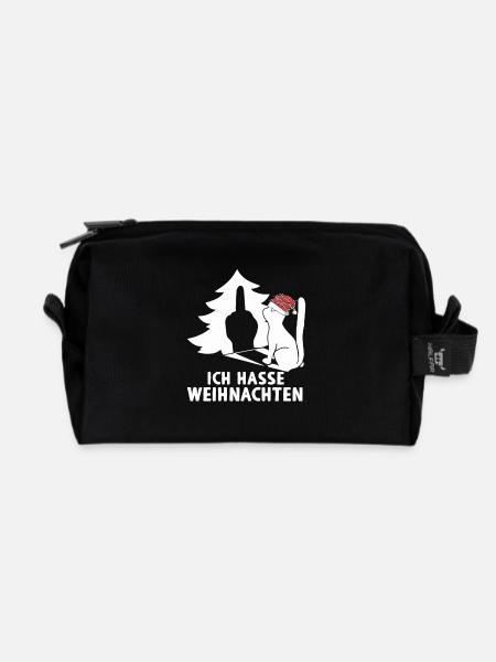 Ich Hasse Weihnachten Katze Weihnachtsbaum Humor - Recycelte Kulturtasche - Schwarz