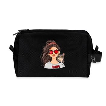 Türkei Fan Girl mit Katze Fußball Katzenliebhaber - Recycelte Kulturtasche - Schwarz - Vorne