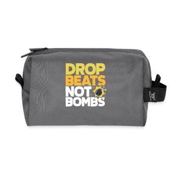 Techno Lover: Drop Beats Not Bombs Style - Recycled Toiletry Zip Bag - anthracite - Front