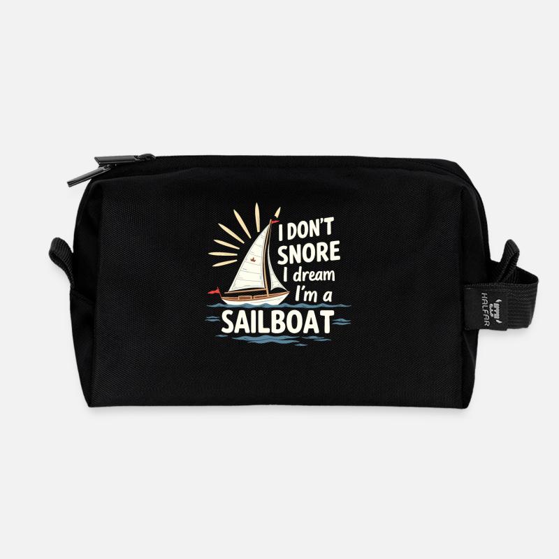 I Don't Snore I Dream In A Sailboat Sailing - Recycled Toiletry Zip Bag - black
