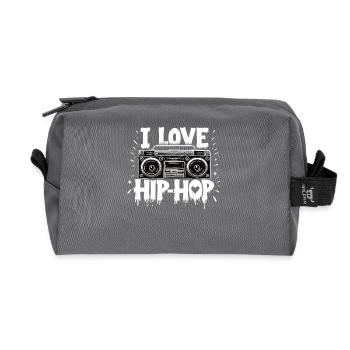 J’aime le hip hop Hip hop Musique hip hop Boombox Rap - Trousse de toilette en tissu recyclé - anthracite - Devant