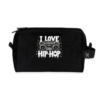 J’aime le hip hop Hip hop Musique hip hop Boombox Rap - Trousse de toilette en tissu recyclé - noir - Devant
