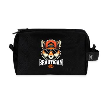 Bräutigam Fuchs Junggesellenabschied JGA Party - Recycelte Kulturtasche - Schwarz - Vorne