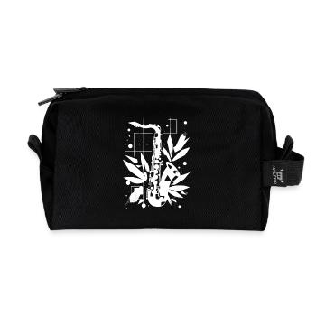 Saxophone Cartoon Look - Trousse de toilette en tissu recyclé - noir - Devant