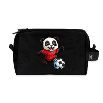 Football Pandas - Trousse de toilette en tissu recyclé - noir - Devant