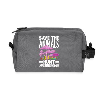 Save the Animals Pick Mushrooms Hunters - Recycled Toiletry Zip Bag - anthracite - Front