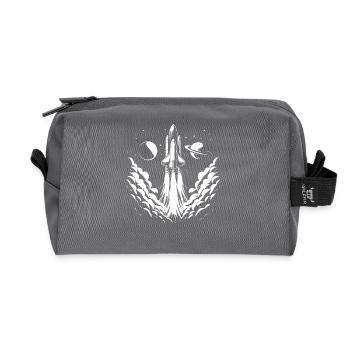 lancement de fusée, espace, fusée, - Trousse de toilette en tissu recyclé - anthracite - Devant