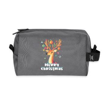 Weihnachten Hirsch Märchen Sterne Kerzen Niedlich - Recycelte Kulturtasche - Anthrazit - Vorne