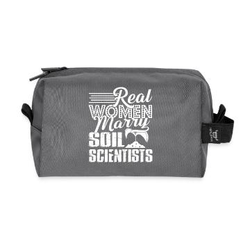Soil Scientist Real Women Marry Soil Scientists - Recycled Toiletry Zip Bag - anthracite - Front