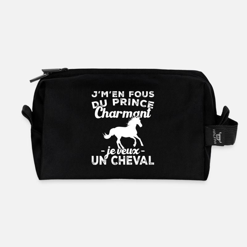 Ich kümmere mich nicht um den Märchenprinzen, ich will ein Pferd - Recycelte Kulturtasche - Schwarz