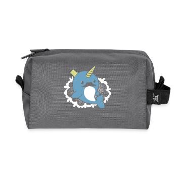Funny Narwhal - Recycled Toiletry Zip Bag - anthracite - Front