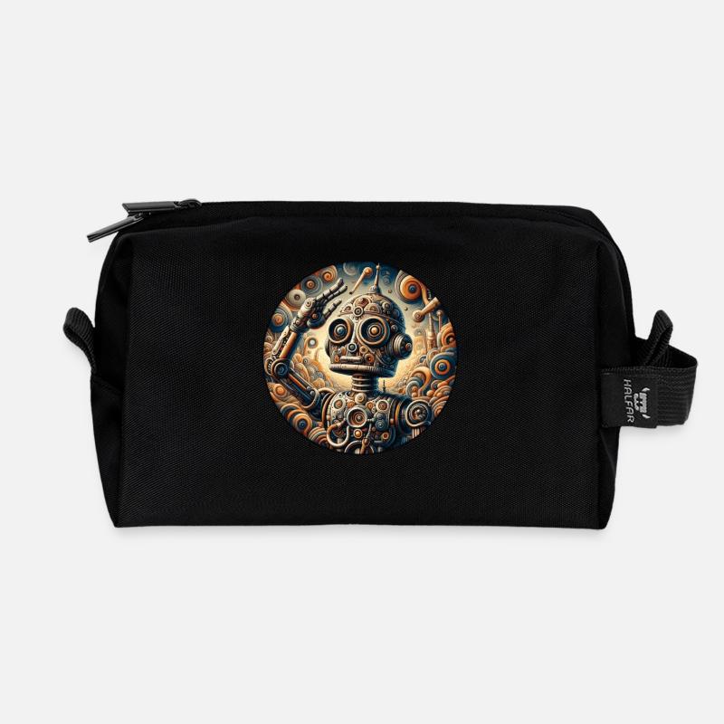 Robot, Boy, Child, Salute, Science - Recycled Toiletry Zip Bag - black