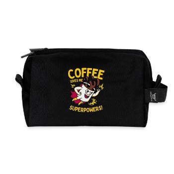 Le café me donne des superpouvoirs - Trousse de toilette en tissu recyclé - noir - Devant