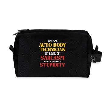 Auto Body Technician Sarkasmus Spruch - Recycelte Kulturtasche - Schwarz - Vorne