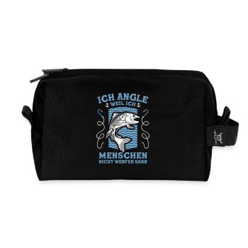 Ich Angle Weil Ich Menschen Nicht Werfen Kann - Recycelte Kulturtasche - Schwarz - Vorne