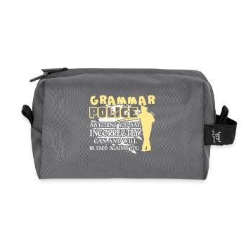 Funny Saying About Grammar Police - Recycled Toiletry Zip Bag - anthracite - Front