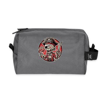Pirate Skull Man with Brain - Recycled Toiletry Zip Bag - anthracite - Front