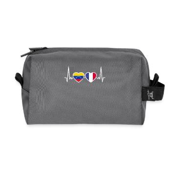 Venezuela France Heartbeat Flag Venezuelans - Recycled Toiletry Zip Bag - anthracite - Front