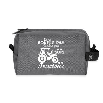 Je ne ronfle pas je rêve que je suis un tracteur - Trousse de toilette en tissu recyclé - anthracite - Devant