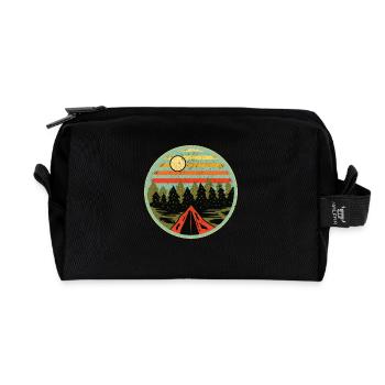 Retro Vintage Nature Lover 80s 90s Fir - Recycled Toiletry Zip Bag - black - Front
