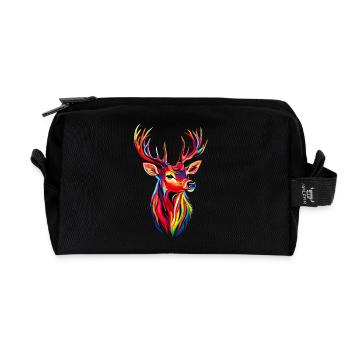 Deer, Antlers, Hunting, Deer, Reindeer, Red Deer, Hunter - Recycled Toiletry Zip Bag - black - Front