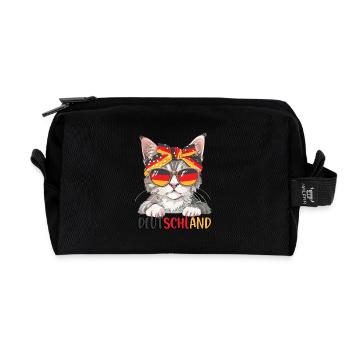 Deutschland Katze Fußball Katzenliebhaber - Recycelte Kulturtasche - Schwarz - Vorne