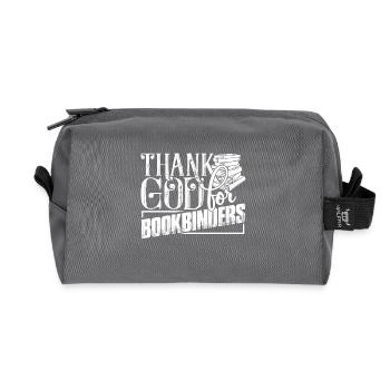 Bookbinder Thank God For Bookbinders - Recycled Toiletry Zip Bag - anthracite - Front