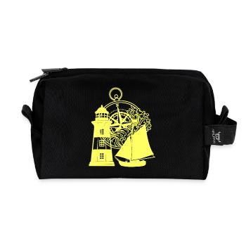 Maritime Lighthouse Compass Sailing Ship Ship - Recycled Toiletry Zip Bag - black - Front