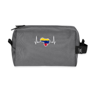 Venezuela Heartbeat Map Flag Venezuelans - Recycled Toiletry Zip Bag - anthracite - Front