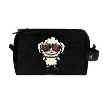 Sheep Comic Cool - Recycled Toiletry Zip Bag - black - Front