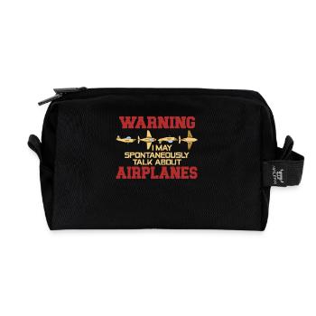 Attention : je parle d’avions sur un coup de tête - Trousse de toilette en tissu recyclé - noir - Devant