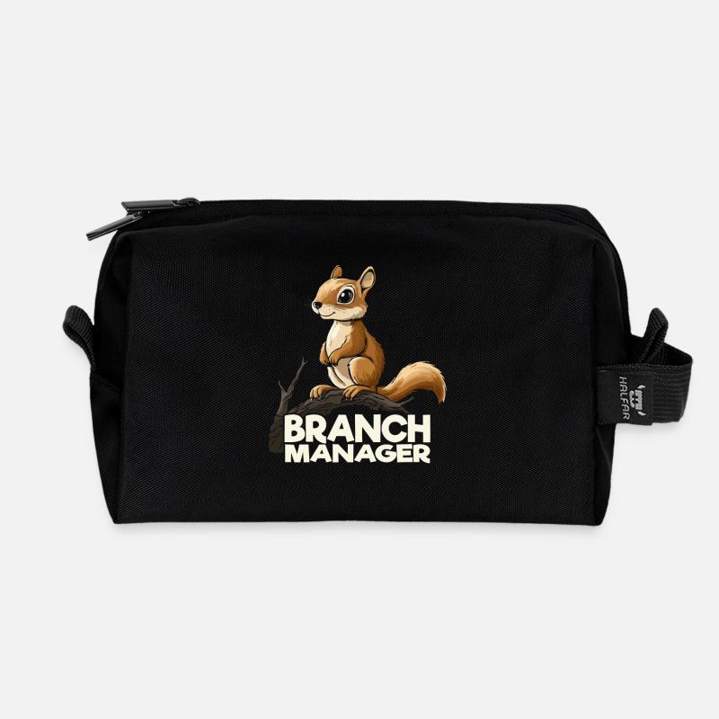 Lustiges Eichhörnchen Branch Manager Cartoon - Recycelte Kulturtasche - Schwarz