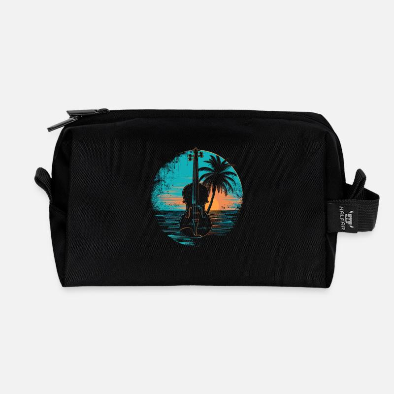 Violine Sonnenuntergang - Recycelte Kulturtasche - Schwarz